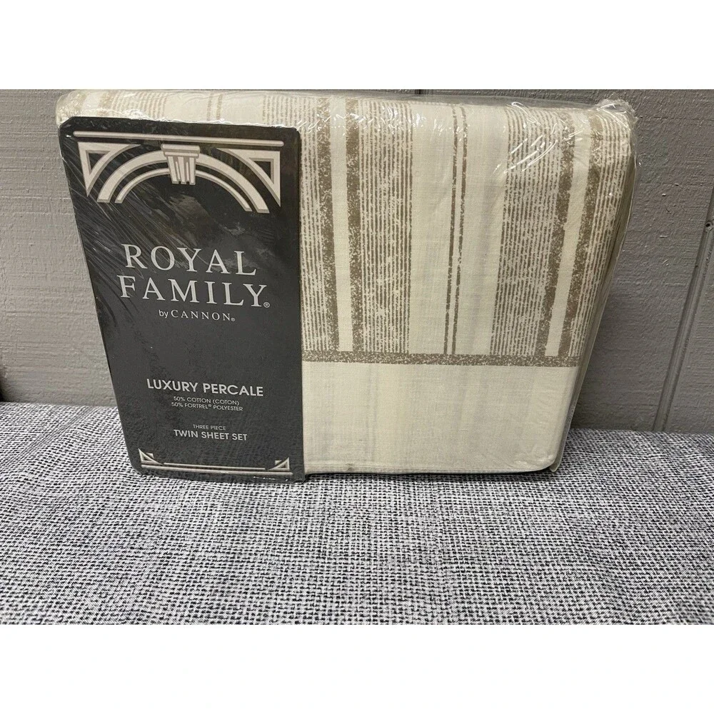 Cannon Royal Family Cappuccino Twin Sheet Set 3 Pc Luxury Percale New Package